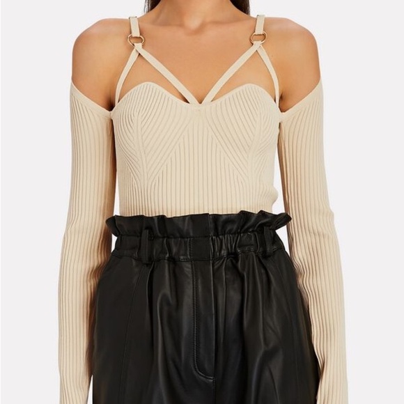 Nicholas Janine Rib Knit Cage Top Ivory Size Large - Picture 2 of 8